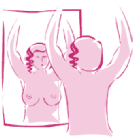 Breast exam in mirror